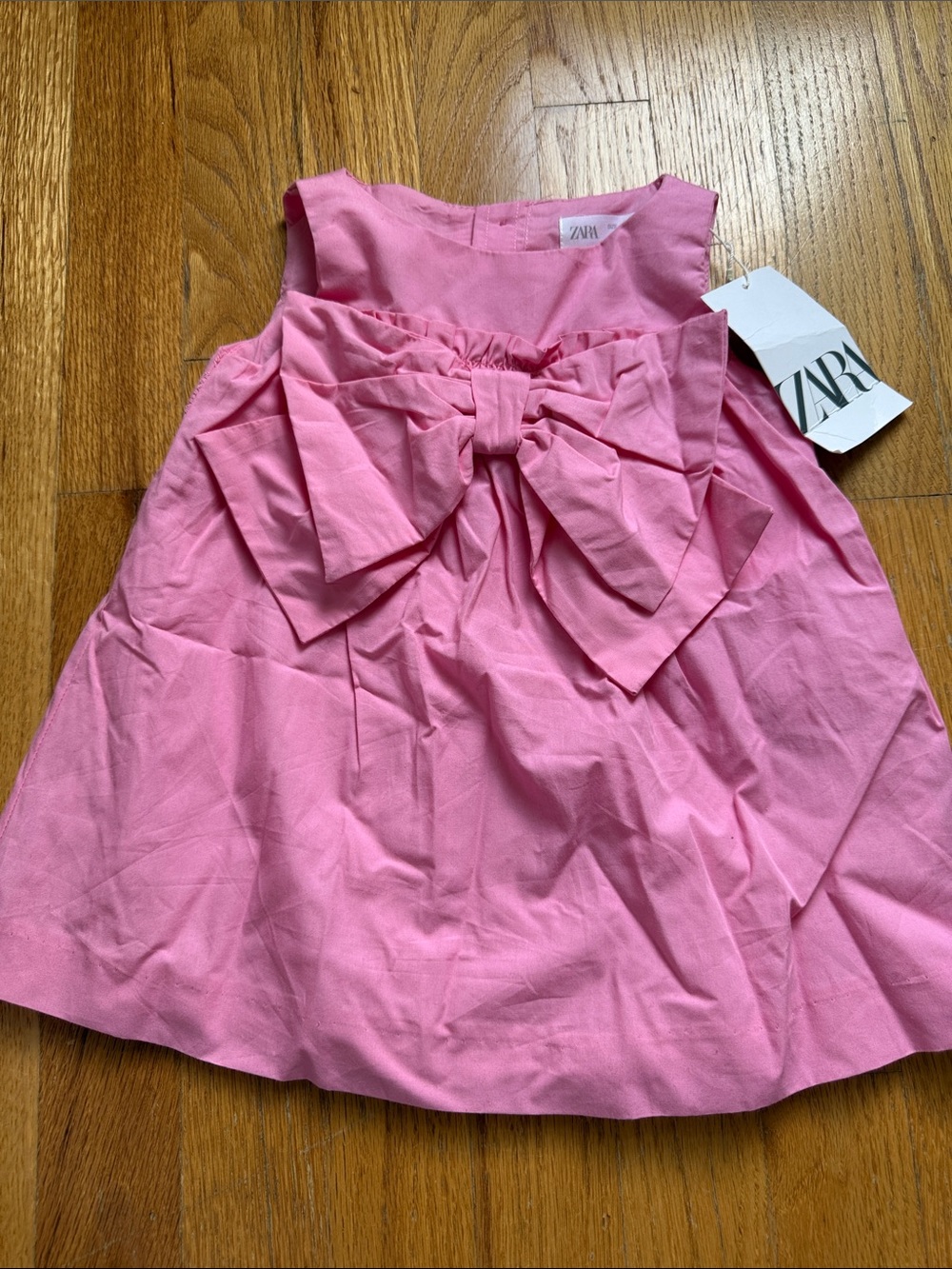Zara Pink Bow Front Sleeveless Dress Baby Girl size 9-12m